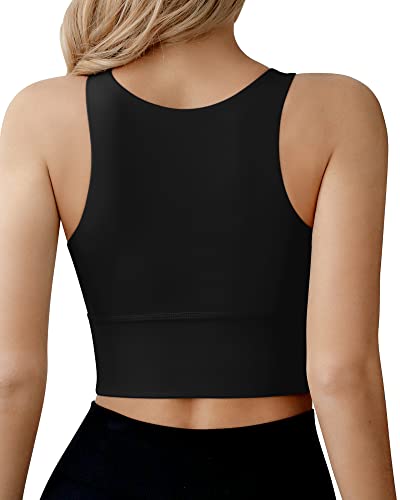 Ama Larsi High Neck Sports Bra for Women Longline Medium Impact Workout Crop Tank Tops Wirefree Padded Yoga Bra Gym2