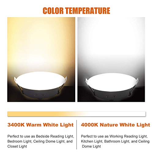Facon 4.5inch 12V LED RV Puck Light - 2 Packs, 4000K Cool White, Full Aluminum Recessed 12Volt Interior Ceiling Lights for RV, Camper, Trailer, Boat, cETL Certified