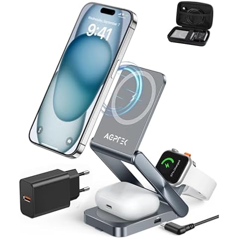 AGPTEK Chargeur Induction Pliable 3EN1 Cover