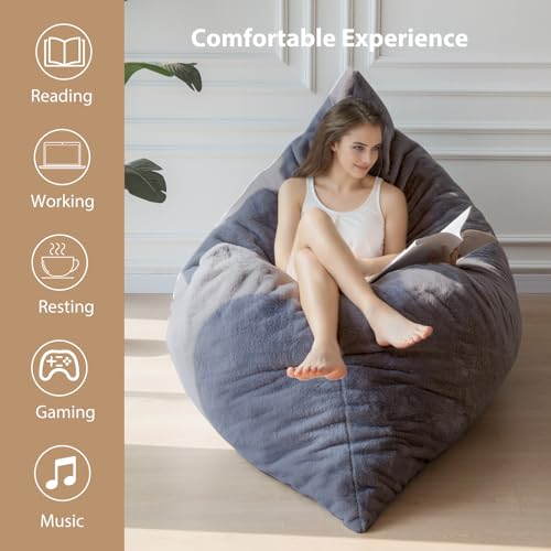 Pouf Poire Géant 3-en-1 Fauteuil-Lit Anthracite MAXYOYO