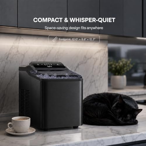 Image of Typhur Fast Nugget Ice Maker Countertop, Chewable Pebble & Pellet Ice Machine with Self-Cleaning Pump & 8-Pack Cleaners, 35lbs /24H Crushed Ice for Kitchen, Bar, RV, Outdoor (Black Stainless Steel)