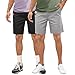 Comdecevis Men's Shorts Casual 2 Pack Fashion Drawstring Summer Beach Stretch Waist Twill Chino Golf Cargo Shorts with Pockets 8 Inch Inseam Short for Men, US40,2XL,Black&Gray