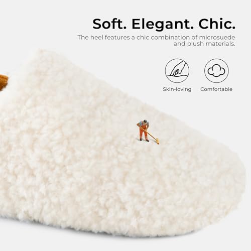 HomeTop Women's Plush Slippers with Collapsible Microsuede Heel Indoor House Shoes3
