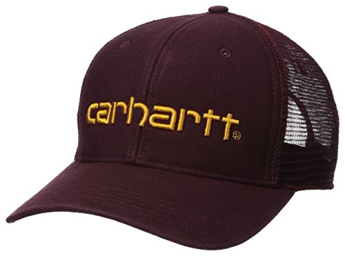 Carhartt Men s Canvas Mesh-Back Logo Graphic Cap, Port, OFA