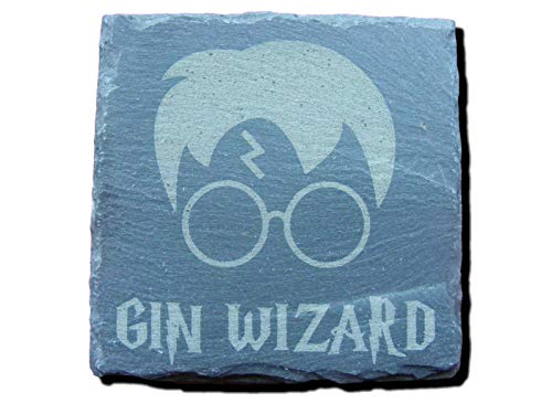Image of HARRY POTTER INSPIRED SLATE COASTER HOME HOUSE GIFT IDEA PRESENT DRINKS MAT (1, GIN WIZARD)