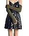 Instiqueo Women's Cold Weather Arm Warmers Fingerless Long Fashion Sleeves Knit Thumbhole Stretchy Gloves-Black