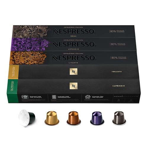 NESPRESSO ORIGINAL, Auswahl an Espresso Kaffees, Helle bis dunklere Röstungen, Kompatibel mit ORIGINAL Kaffeemaschinen, Kapsel Set aus 50 Kaffeekapseln