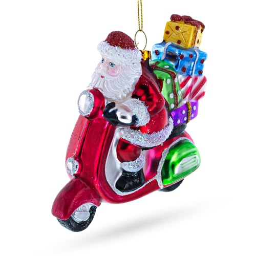Santa Riding Retro Scooter Ornament