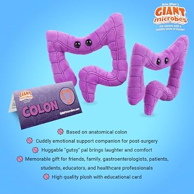 GIANT MICROBES Colon Plush, Funny Colonoscopy Gifts, Colon Cancer Awareness Items, Gastroenterology Gifts, Surgery Recovery Items, Colonoscopy Gift, Organ Plushies