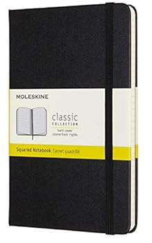 Hardcover Moleskine Notebook, Medium, Squared, Black, Hard Cover (4.5 X 7) Book