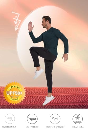 NEYOUQE Men's Sun Protection UPF 50+ Shirts Long Sleeve Running Workout Athletic Gym Shirt UV Swim Fish Rash Guard Hiking3