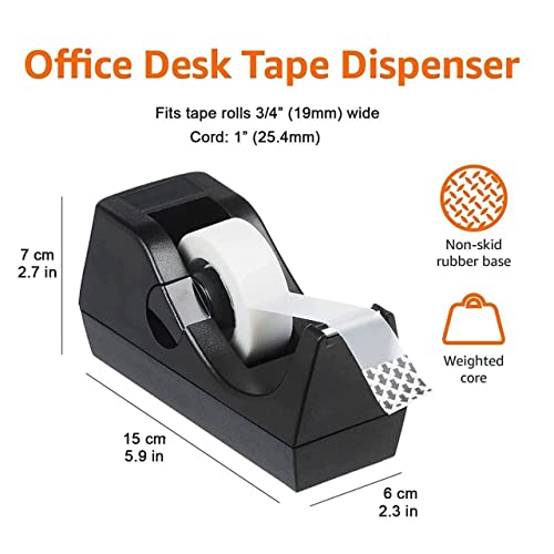 MARKQ Desk Tape Dispenser, Non-Skid Base Tape Roll Dispenser for School, Home, Office