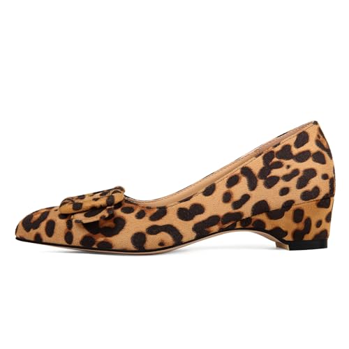 Fericozt Women's Pointed Toe Dress Shoes Low Chunky Heel Pump Comfortable Shoes with Buckle2