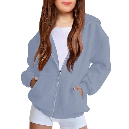 Girls Zip up Hoodie Oversiezd Long Sleeve Hooded Sweatshirt Fall Winter Jacket with Pockets Casual Cute Coats