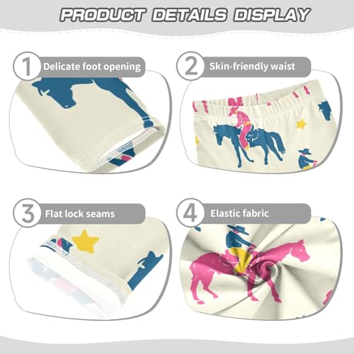 Cowboy Horse Girls Leggings,Workout Leggings for Girls Toddler Athletic Legging Size for 3-10T3