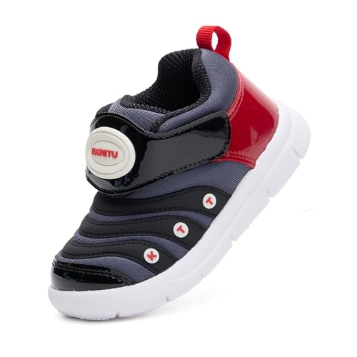 Toddler Sneakers for Boys Girls,Lightweight Toddler Walking Shoes with Wide Toe Box,Non Slip Kids Athletic Shoes with Hook and Loop Strap 5 Toddler Bl