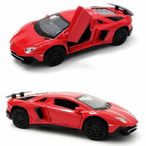 Image of 1:32 Scale Lamborghini LP750 Toy Car | Metal Pullback Diecast Car for Kids with Openable Doors, Sound, Light Effects Toy for Car Enthusiasts (Red)