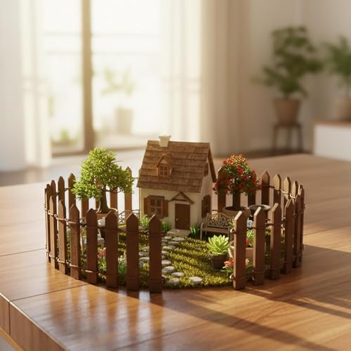 Image of ORTIZA Miniature Garden Fence 2 Pcs 90cm Wood Picket with DIY Decor Use | Compact Border Design for Small Plant Areas, Adds Neat Layout, Durable Wood Build, Easy Setup for Outdoor Decor