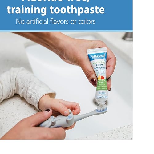 Dr. Brown's Infant-to-Toddler Elephant Toothbrush and Fluoride-Free Strawberry Baby Toothpaste Set with Apple Pear Toothpaste, 0-3 Years - image 7
