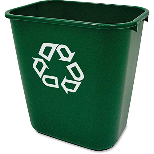 Image of Rubbermaid Commercial Products Resin Deskside Recycling Can, 7-Gallon, Green Recycling Symbol, Plastic, for Bedroom /Bathroom /Office, Fits Under Desk /Sink /Cabinet