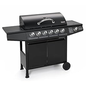 TAINO Basic bbq gasgrill, grillwagen, roestvrijstalen brander + zijbrander, grill (Basic 6+1 gasgrill)