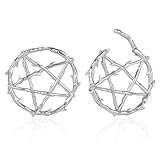 DOEARKO 2PCS Pentagram Ring Ear Weights for Stretched Ears Gauges Ear Plugs Body Piercing Tunnels 316 Stainless Steel Hypoallergenic Body Jewelry (4mm(6G), Silver)