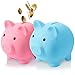 2 Pieces Cute Piggy Bank Cute Plastic Pig Money Bank Adults Unbreakable Piggy Bank Pig Money Box Coin Bank Plastic Saving Coin Box for Boys Girls Kids