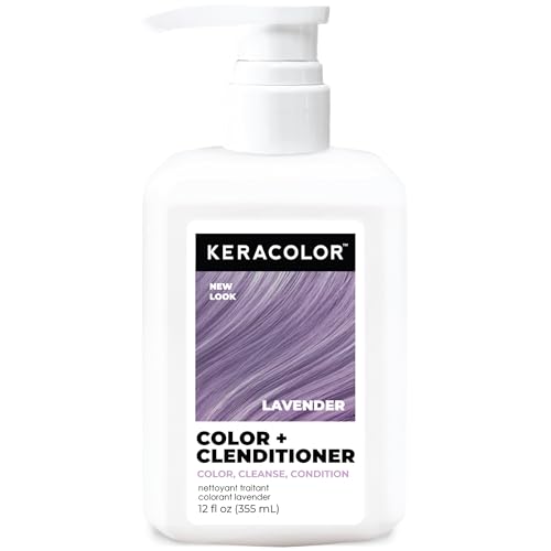 Keracolor Color + Clenditioner 3-in-1 Color-Depositing Conditioner, Gently Cleanses & Conditions, Semi-Permanent Lavender Hair Color, 12 Fl Oz