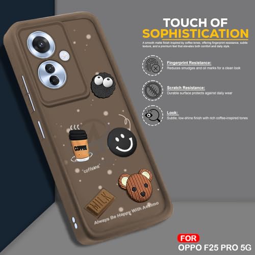 Image of AESTMO Back Case Cover for Oppo F25 Pro 5G Cover | Cute Fun Cartoon 3D Ball | Coffee Silicone Case | Full Body Protection | Camera Protection Back Cover for Oppo F25 Pro 5G (Brown)