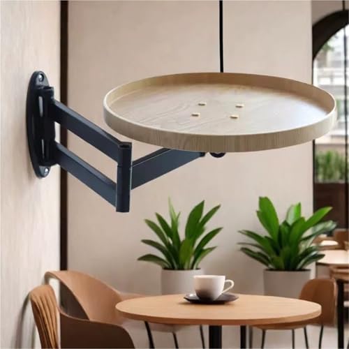 QKPFCVG Mesa Redonda de Pared, Estante Extensible Flotante, Escritorio Auxiliar Plegable 180°, Mesa de Centro para hogar, Tienda, Dormitorio y Sala de Estar (Color Madera Original)