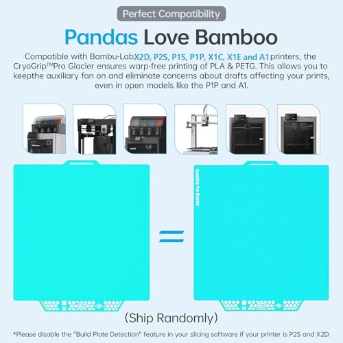 Image of BIQU CryoGrip Pro Glacier Panda Build Plate for Bambu-Lab 3D Printers | X2D P2S P1S P1P X1C X1E A1, Double-Sided Fine Textured Spring Steel Sheet, Firm Adhesion, 257x257mm, 1 Piece