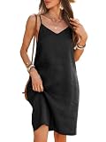 vinglam Women's 100% Linen Dress Spaghetti Strap Adjustable Strap V Neck Sleeveless Sundress Summer 2026 Beach Vacation