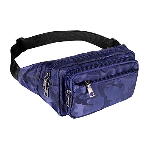 Geestock Sac banane pour homme et femme - Étanche et réglable - Grande capacité - Pour la randonnée, la course, les voyages, la promenade du chien (bleu) Cover