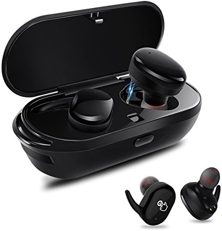 Supam True Wireless Headphones Bluetooth Headphones Waterproof Earbuds with Portable Charger Built-in Mic,Black