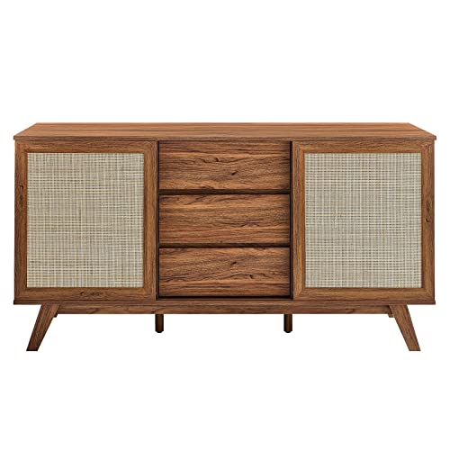 Modway Soma 59" Rattan High Tv Stand Sideboard, Walnut #TOP5