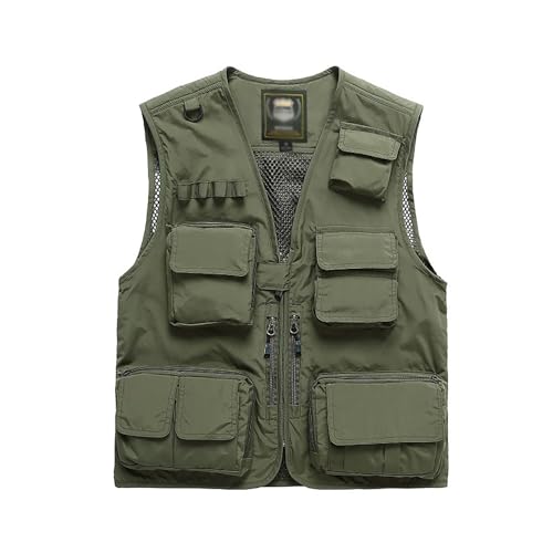 Image of Hbufnha Outdoor Fishing Hunting Vest Multi Pockets Work Cargo Jacket