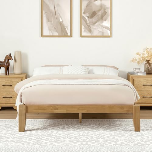 Softa Mikor Queen Japanese Joinery Bed Frame, Solid Rubberwood, 1500 Lbs Heavy Duty Slats Support, SGS Certified, 15-Min No-Tool Assembly, Noise-Free, Under-Bed Storage, No Box Spring Needed