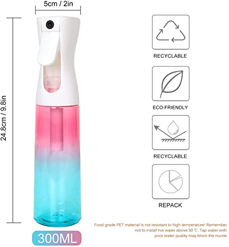 Zafosin Continuous Spray Bottles For Cleaning Solutions Refillable, Water Mist Container For Curly Hair Salon Styling, Cleaning, Gardening, Misting And Skin Care(Gradient Pink, 10 Ounce) #TOP5