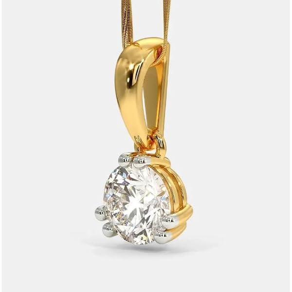 Gemz Mine AAA+++ Shine VVS1 Clarity Diamond Pendant With Lab Certificate Real 1 Carat Diamond Pendant Round Cut Asli Heera Gold Diamond Locket With Chain Gold Diamond Pendant For Women Heera Pendant - Image 3
