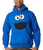 Animation Shops Cookie Monster Face Adult Hoodie (Medium) Blue