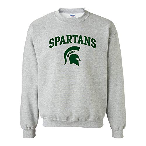 UGP Campus Apparel AW03 - Michigan State Spartans Mascot Arch Logo CREW SWEATSHIRT - Large - Sport Grey