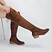 Hawkwell Women's Thigh High Fashion Boots Over The Knee Brown Low Flat Heel Boots,Brown Faux Suede,9 M US