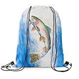 Loussiesd Erwachsene Hecht Fisch Turnbeutel 30x40cm Bass Fisch Rucksack mit Kordelzug für Erwachsene Männer Frauen Raumdekoration Jagd und Angeln Sportbeutel Frauen Männer Sportsack Gym Sack