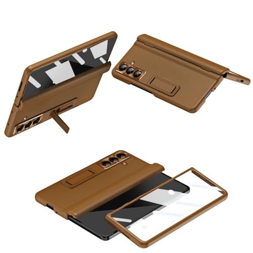 Étui rigide Galaxy Z Fold 7 chic couleur café silicone haute résistance