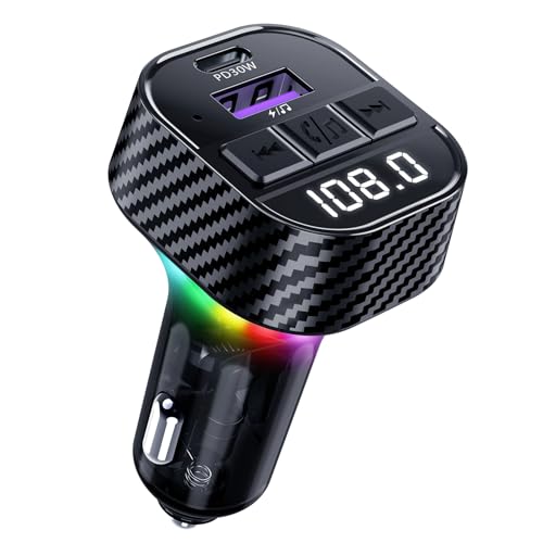 Ninonly FMトランスミッター 車載充電器 【2024最新進化】 Bluetooth5.3 PD30W 急速充電 USBポート（3.1A ） 車載FMトランスミッター ハンズフリー通話 FM transmitter シガーソケット 電圧測定 カーチャージャー 12-24V車対応 日本周波数仕様 カー用品 日本語説明書