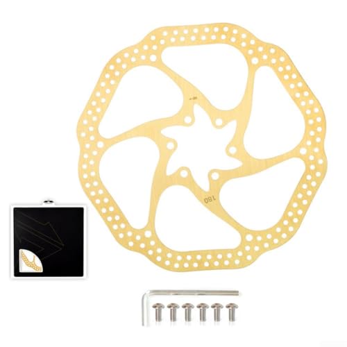 Frein à disque en acier inoxydable doré pour vélo avec trou diagonal, disque de frein poli de 160 mm, 180 mm, pour VTT et vélo de route (HS1 160 mm, doré)
