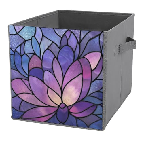 Jubonexis Cubes de rangement pliables en tissu décoratif avec poignées pour étagères, placards, 27 x 27 cm