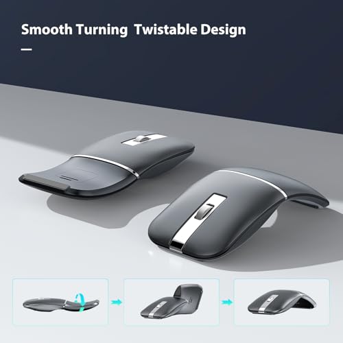 Ratón inalámbrico recargable Tipo C con diseño ergonómico giratorio multidispositivo 2