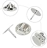 SHSHbuy Fermoirs Papillon,50 Paires Pinces à Papillon,Broche Papillon,Fermoir Pins Remplacement Arrière avec Epingles Vierges pour l'artisanat et Jewelry Making (Argent) #2