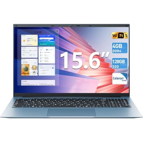 SGIN 15.6 Zoll Laptop, 4GB RAM 128GB SSD Home 11 Notebook, Celeron N4000, Up to 2.8GHz, 2.4/5.0G WiFi, Bluetooth 4.2, 7000 mAh Expandable Memory 512GB TF